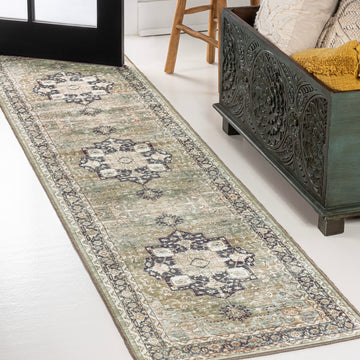 Maris Ornate Medallion Washable Area Rug